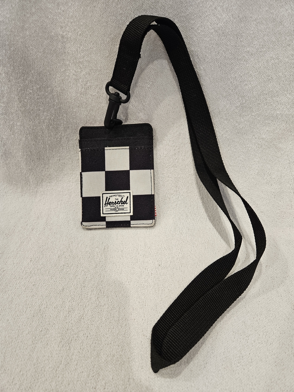 Herschel Supply Company Black & White Checkered Lanyard Card Holder